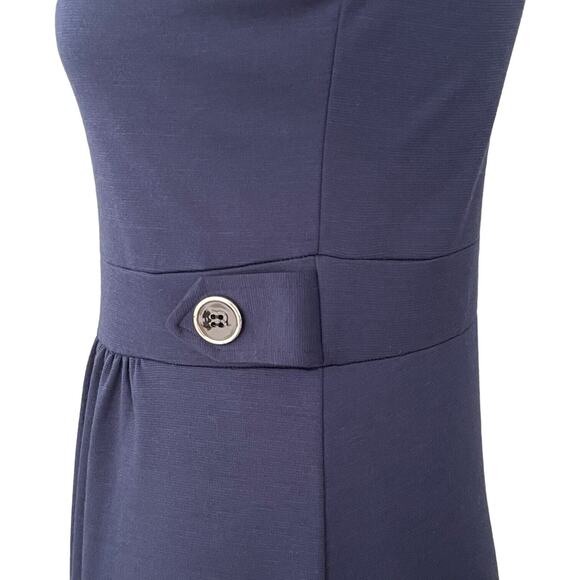 Coco Love Navy Blue Sleeveless Button Cowl Neck A-Line Dress Size Medium - Picture 6 of 8